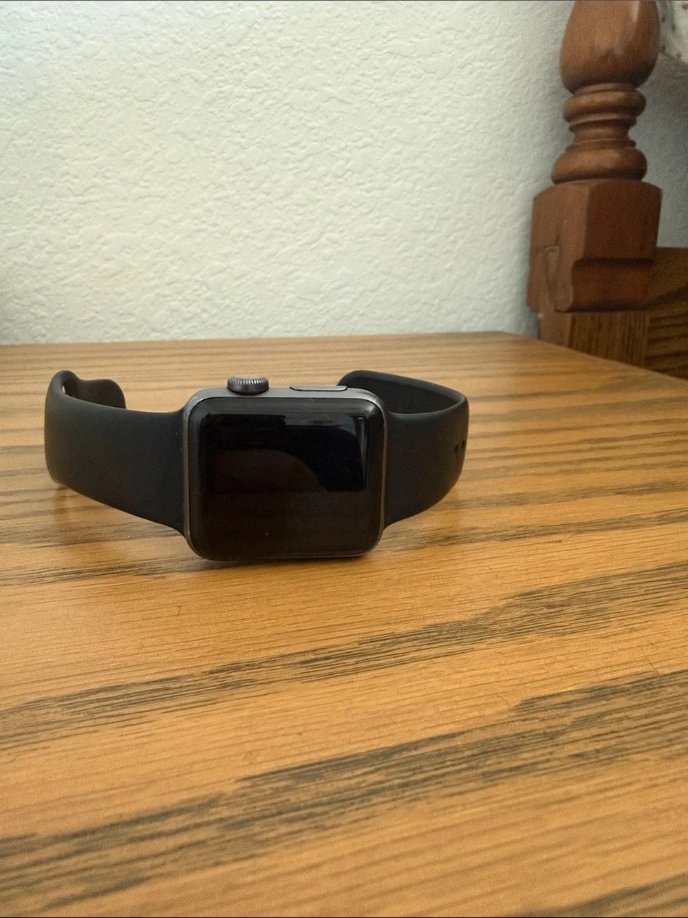 Black apple series 3 Smartwatch with Black Silicone Band - Electronics Wearable